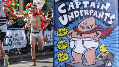 a trainee solicitor broke a 14 year old marathon record held by dracula archie hunt ran 22741 dressed as captain underpants