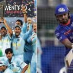 robin uthappa with 2007 world cup trophy left and mi batter rohit sharma