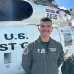 us coast guard officer josh law left and lieutenant miyako miller right